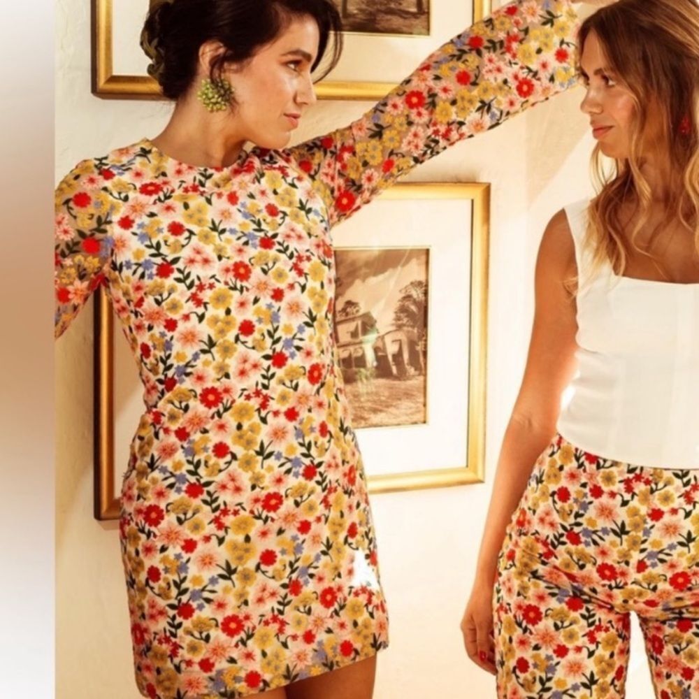 NEW ANTONIO MELANI Floral Bell Sleeve Shift Dress